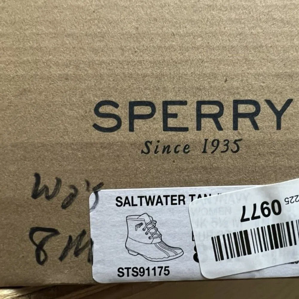 Sperry Womens Saltwater Boot Tan/Navy Size 8 M